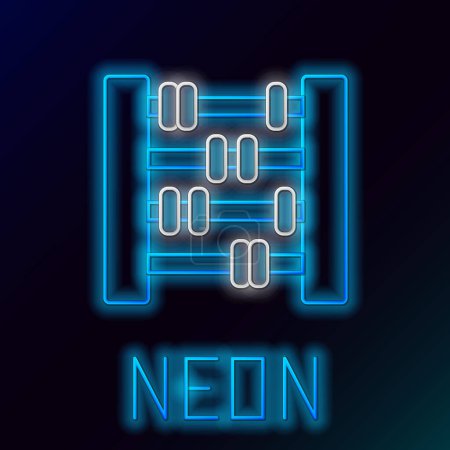 Illustration for Glowing neon line Abacus icon isolated on black background. Traditional counting frame. Education sign. Mathematics school. Colorful outline concept. Vector. - Royalty Free Image