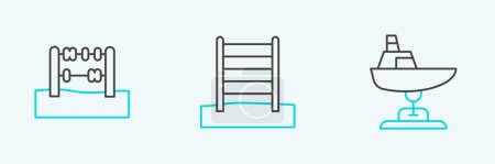 Illustration for Set line Swing boat Abacus and Swedish wall icon. Vector. - Royalty Free Image