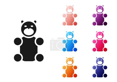 Illustration for Black Jelly bear candy icon isolated on white background. Set icons colorful. Vector. - Royalty Free Image