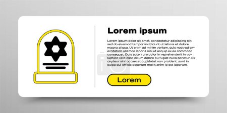 Illustration for Line Tombstone with star of david icon isolated on white background. Jewish grave stone. Gravestone icon. Colorful outline concept. Vector. - Royalty Free Image