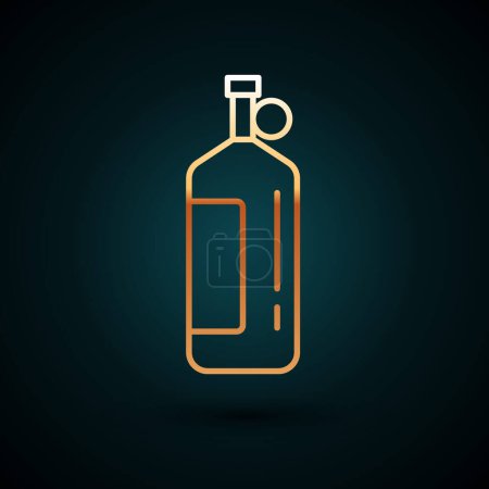 Illustration for Gold line Aqualung icon isolated on dark blue background. Oxygen tank for diver. Diving equipment. Extreme sport. Diving underwater equipment.  Vector. - Royalty Free Image