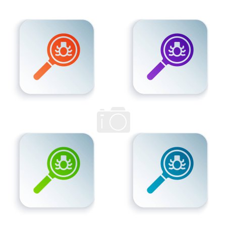 Illustration for Color Flea search icon isolated on white background. Set colorful icons in square buttons. Vector. - Royalty Free Image