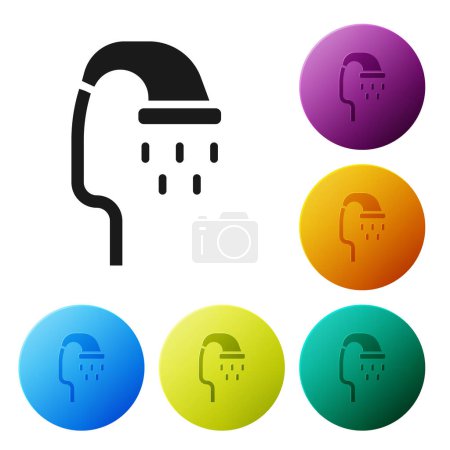 Téléchargez les illustrations : Black Pet shower icon isolated on white background. Set icons in color circle buttons. Vector. - en licence libre de droit