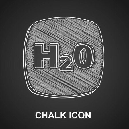 Illustration for Chalk Chemical formula for water drops H2O shaped icon isolated on black background.  Vector - Royalty Free Image