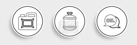 Ilustración de Set line Word oil, Canister for motor and Propane gas tank icon. Vector - Imagen libre de derechos