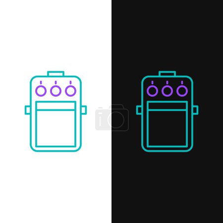 Illustration for Line Guitar pedal icon isolated on white and black background. Musical equipment. Colorful outline concept. Vector. - Royalty Free Image