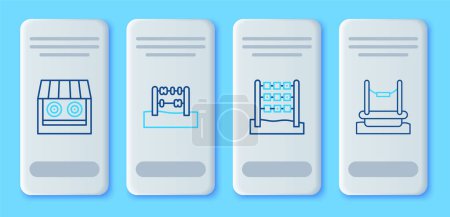 Illustration for Set line Abacus, Tic tac toe game, Shooting gallery and Bungee icon. Vector - Royalty Free Image