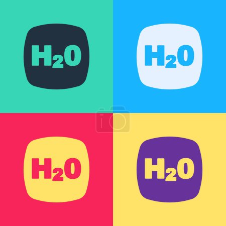 Illustration for Pop art Chemical formula for water drops H2O shaped icon isolated on color background.  Vector - Royalty Free Image