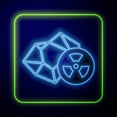 Illustration for Glowing neon Radioactive icon isolated on blue background. Radioactive toxic symbol. Radiation hazard sign. Vector. - Royalty Free Image