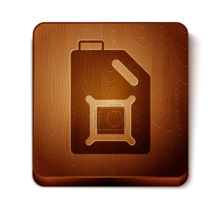 Illustration for Brown Canister for motor machine oil icon isolated on white background. Oil gallon. Oil change service and repair. Engine oil sign. Wooden square button. Vector - Royalty Free Image