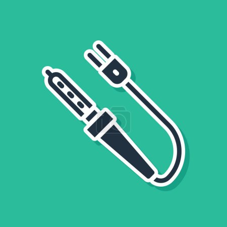 Illustration for Blue Soldering iron icon isolated on green background.  Vector. - Royalty Free Image