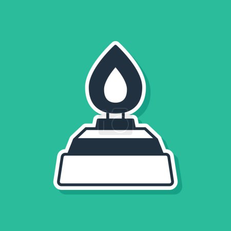 Illustration for Blue Alcohol or spirit burner icon isolated on green background. Chemical equipment.  Vector - Royalty Free Image