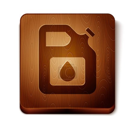 Illustration for Brown Canister for gasoline icon isolated on white background. Diesel gas icon. Wooden square button. Vector. - Royalty Free Image