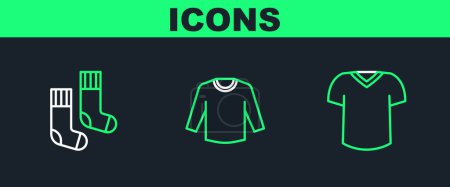 Illustration for Set line T-shirt, Socks and Sweater icon. Vector - Royalty Free Image