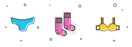 Illustration for Set Men underpants Socks and Bra icon. Vector. - Royalty Free Image