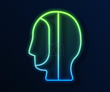 Illustration for Glowing neon line Diving hood icon isolated on blue background. Spearfishing hat winter swim hood. Diving underwater equipment.  Vector. - Royalty Free Image