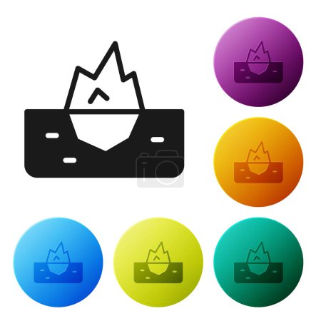 Illustration for Black Iceberg icon isolated on white background. Set icons in color circle buttons. Vector. - Royalty Free Image