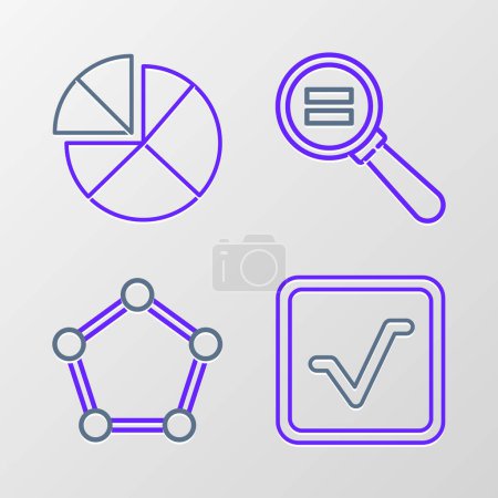 Illustration for Set line Square root, Geometric figure Pentagonal prism, Calculation and Graph, schedule, chart, diagram icon. Vector - Royalty Free Image