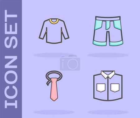 Set Shirt, Sweater, Tie and Short or pants icon. Vector