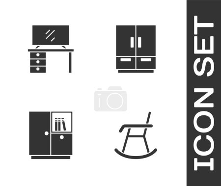 Illustration for Set Armchair, TV table stand, Wardrobe and  icon. Vector - Royalty Free Image