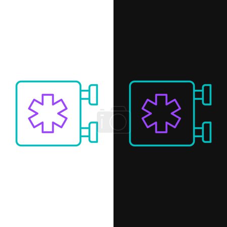 Illustration for Line Medical symbol of the Emergency - Star of Life icon isolated on white and black background. Colorful outline concept. Vector - Royalty Free Image