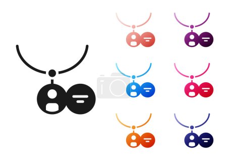 Black Locket on necklace icon isolated on white background. Set icons colorful. Vector