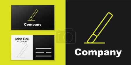 Logotype line Medical surgery scalpel tool icon isolated on black background. Medical instrument. Logo design template element. Vector