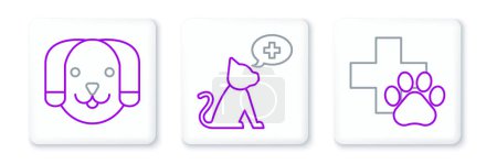 Set line Veterinary clinic symbol, Dog and  icon. Vector