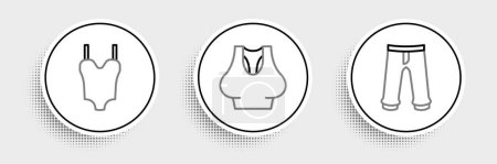Set-Line Hosen, Badeanzug und Unterhemd-Symbol. Vektor