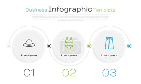 Set line Man hat, Swimsuit and Pants. Business infographic template. Vector