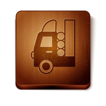 Réservoir d'essence brun pour icône de véhicule isolé sur fond blanc. Les réservoirs d'essence sont installés dans une voiture. Bouton carré en bois. Vecteur