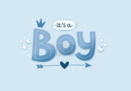 Photo for Its a boy, 3d lettering for kids design in pastel blue colors. Poster or card. Cute illustration realistic style. - Royalty Free Image