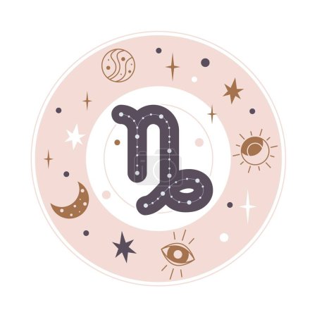 Illustration for Capricorn Horoscope sign vector - Zodiac astrology element. Esoteric symbol for logo. - Royalty Free Image