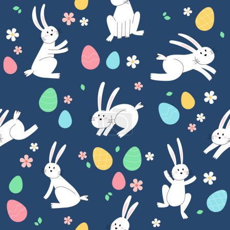 Téléchargez les illustrations : Lapin de Pâques modèle à la mode. Caractères minimalistes de vacances, lapins stylisés, fond d'illustration vectoriel - en licence libre de droit