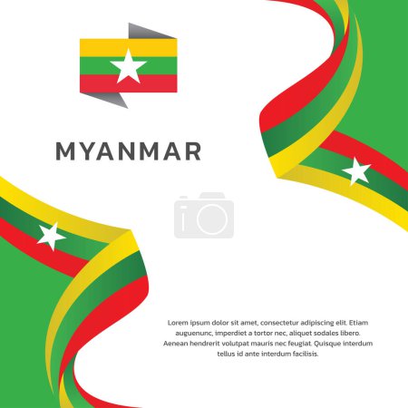 Plantilla de bandera de Myanmar, ilustración colorida 