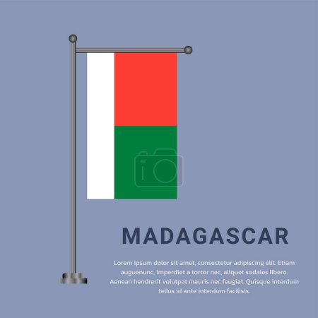 Plantilla de bandera de Madagascar, ilustración colorida 