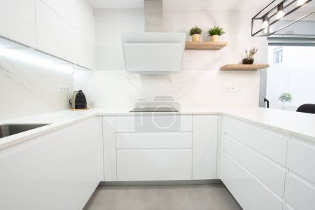 Foto de Modern kitchen perfectly equipped with its appliances in a house - Imagen libre de derechos