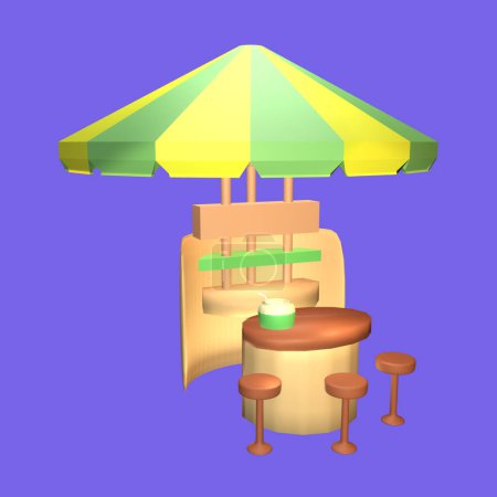Foto de Icono de barra de playa 3D verano renderizado aislado en el fondo de color. Objeto simple y elegante para su diseño. - Imagen libre de derechos