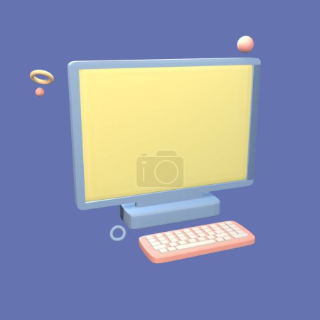 Foto de Icono 3D de vuelta a la computadora de la escuela renderizado aislado en el fondo de color. objeto simple y elegante para su diseño. - Imagen libre de derechos