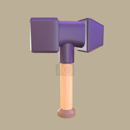 Foto de Día de trabajo icono 3D renderizado aislado en el fondo de color. objeto de martillo para su diseño. - Imagen libre de derechos