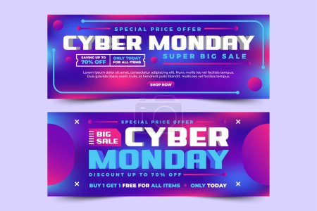 Cyber Monday social media cover banner design template easy to customize simple and elegant design