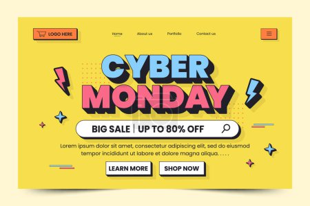Cyber Monday landing page design template easy to customize simple and elegant design