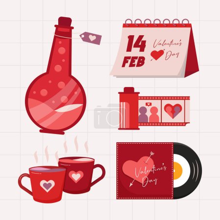 Foto de Valentines day element collections flat illustration simple cute and elegant vector design - Imagen libre de derechos