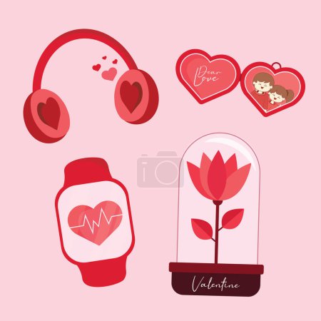 Foto de Valentines day element collections in flat illustration simple cute and elegant vector design - Imagen libre de derechos