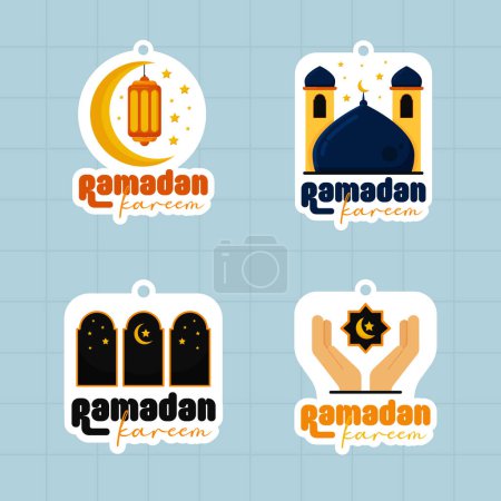 Foto de Islamic ramadan kareem labels badge collection in flat illustration simple fun and elegant vector design - Imagen libre de derechos