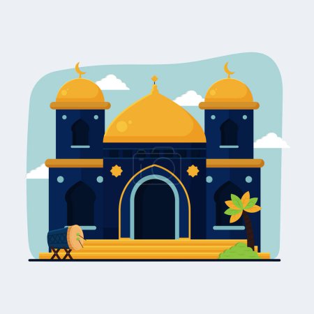 Foto de Ilustración de la mezquita del edificio islámico en la ilustración plana diseño simple fresco y elegante del vector - Imagen libre de derechos