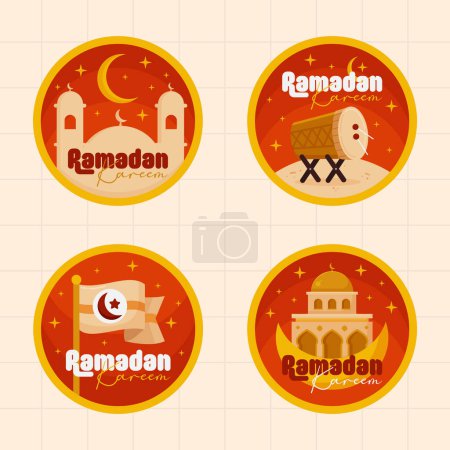 Foto de Ramadán islámico kareem etiquetas insignia colección en ilustración plana simple divertido y elegante diseño vectorial - Imagen libre de derechos