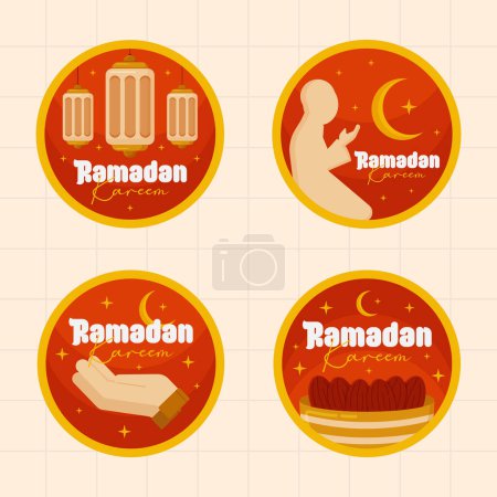Foto de Islamic ramadan kareem labels badge collection in flat illustration simple fun and elegant vector design - Imagen libre de derechos