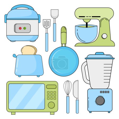 Illustration for Simple household equipment element collection in flat illustration, this element will create a fresh atmosphere, simple cute fun and elegant vector design. - Royalty Free Image