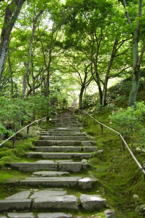 Photo for The stairways of Jojakko-ji temple.  Kyoto Japan - Royalty Free Image